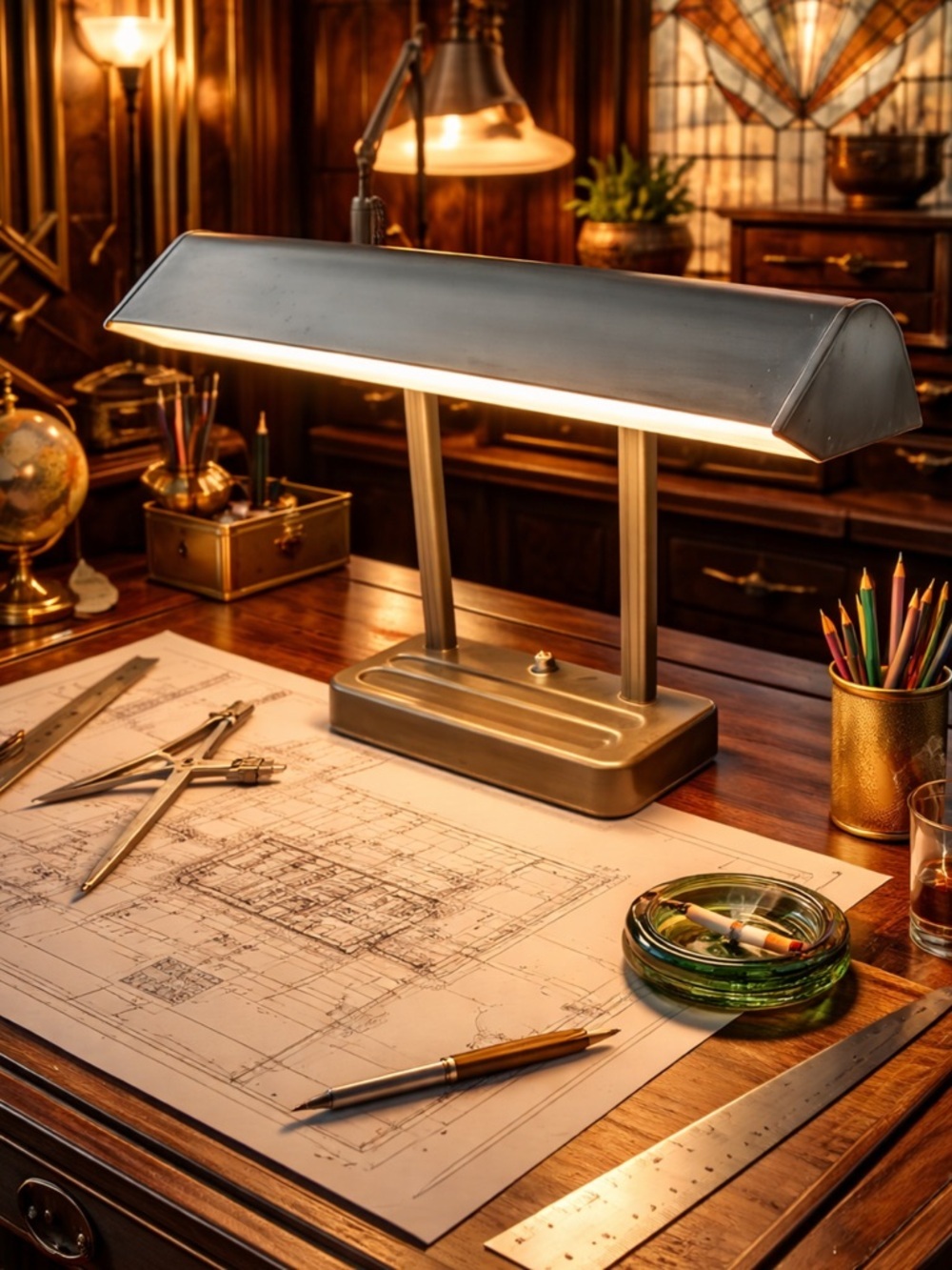 Vintage Art Deco INDUSTRIAL Fluorescent DESK LAMP